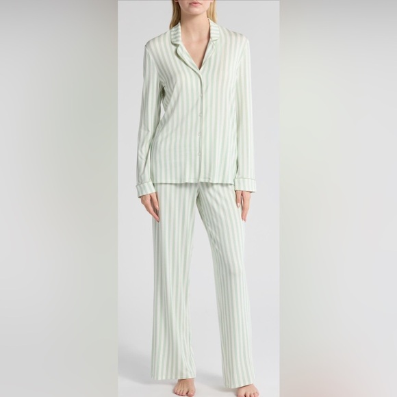 Nordstrom Moonlight Eco Knight Pastel Pink & White Striped Pajama Set NWT - Picture 10 of 10